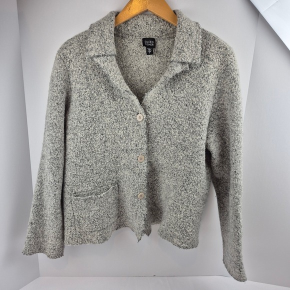 Eileen Fisher Sweaters - Eileen Fisher Cardigan Women's L Gray‎ Knit One Pocket Minimalist Italian Yarn